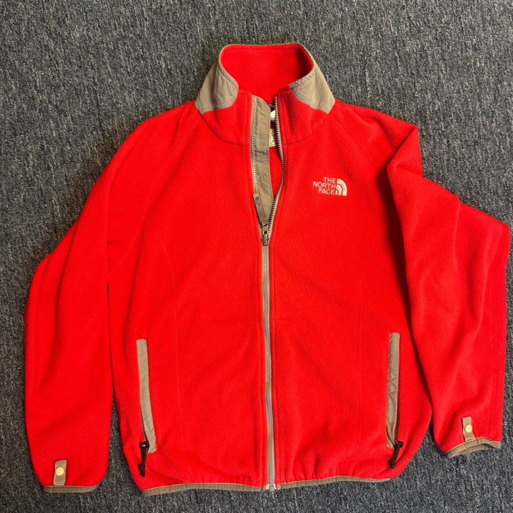 The North Face Red and Gray Fleece Jacket